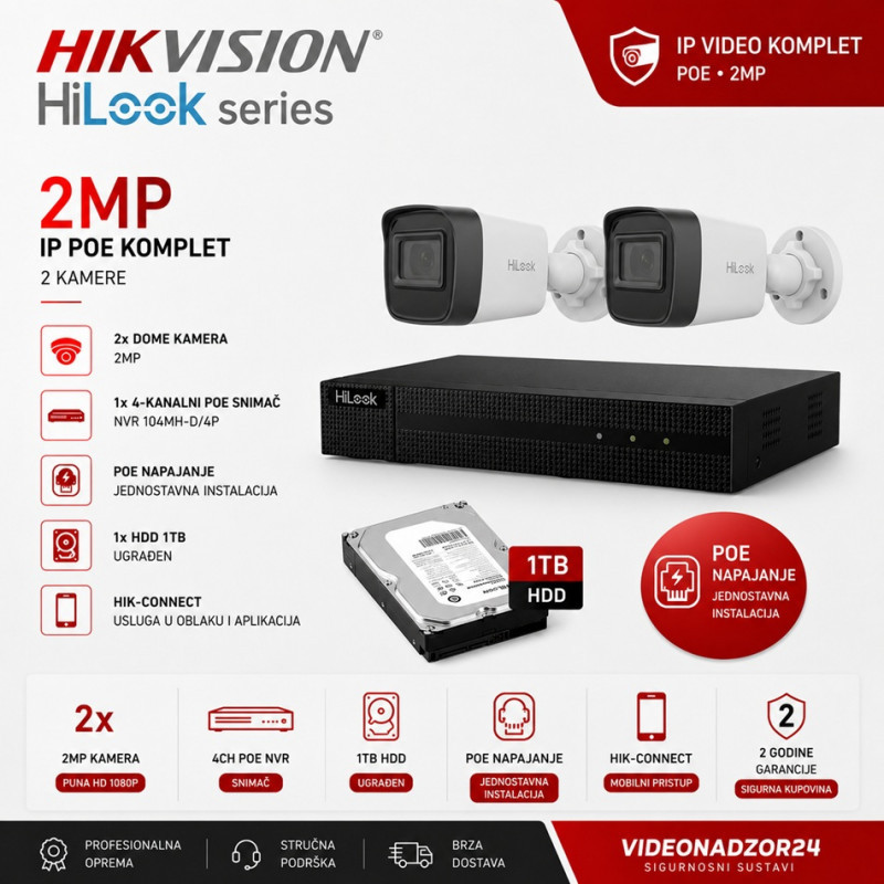 Video komplet IP2 POE sa kamera 2MP