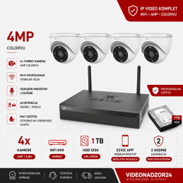 Video komplet 4MP 4 kamere Ezviz NVR WiFi ColorVu turret, HDD
