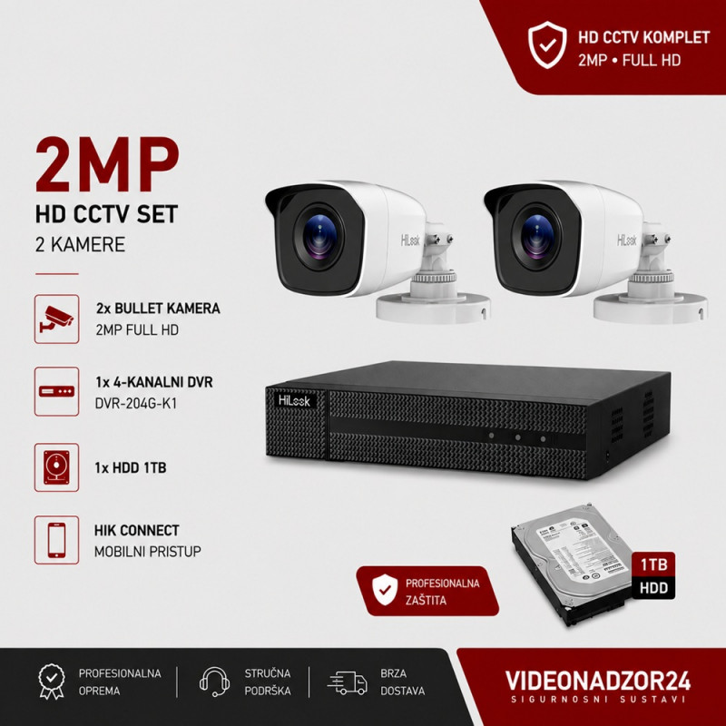 SET za video nadzor komplet 2 kamere HIK-HIL TVI2