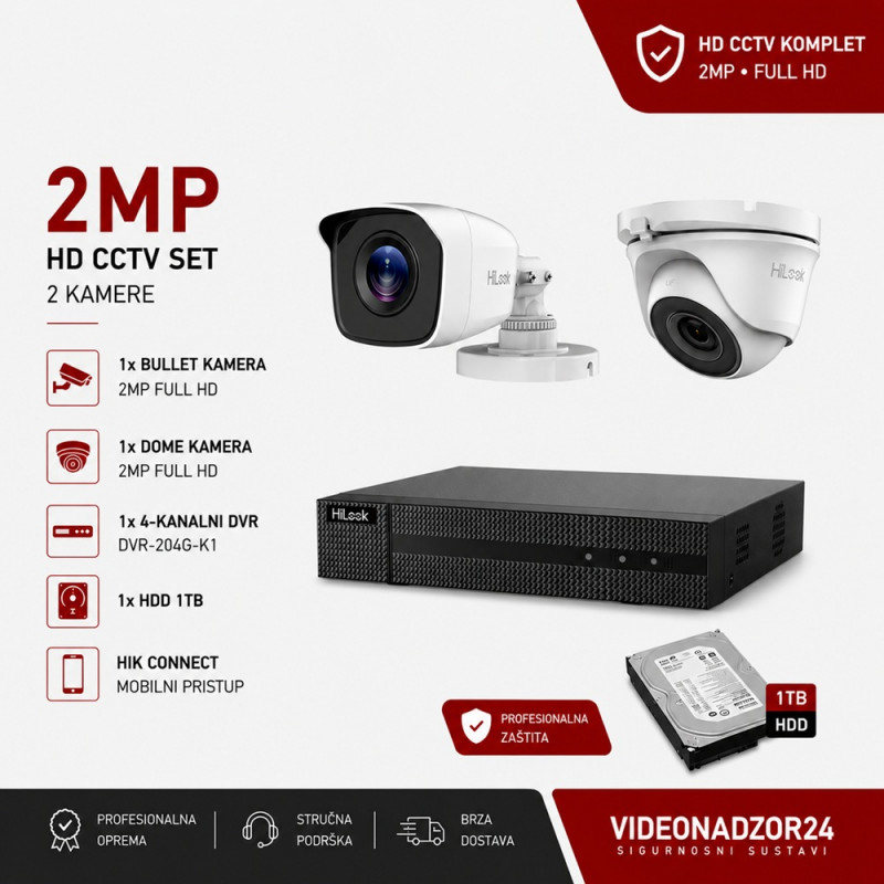 SET za video nadzor komplet 2 kamere HIK-HIL TVI2