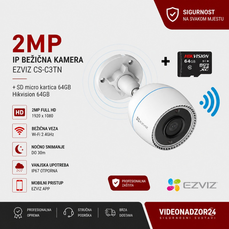 WiFi IP kamera FULL HD + SD CARD za vanjsku upotrebu