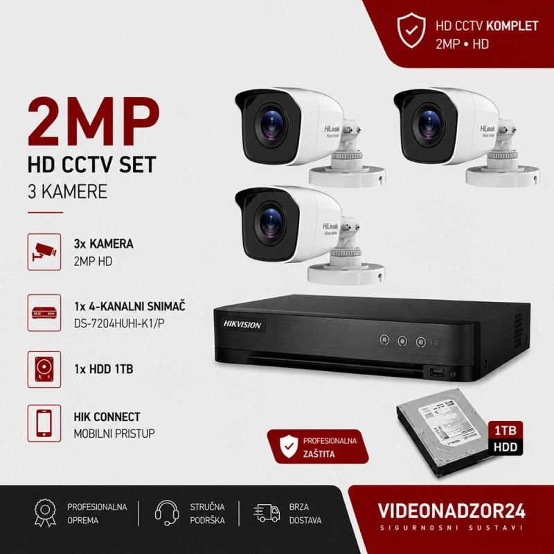 SET za video nadzor komplet 2 kamere HIK-HIL TVI3