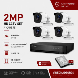 SET za video nadzor komplet 4 kamere HIK-HIL TVI4